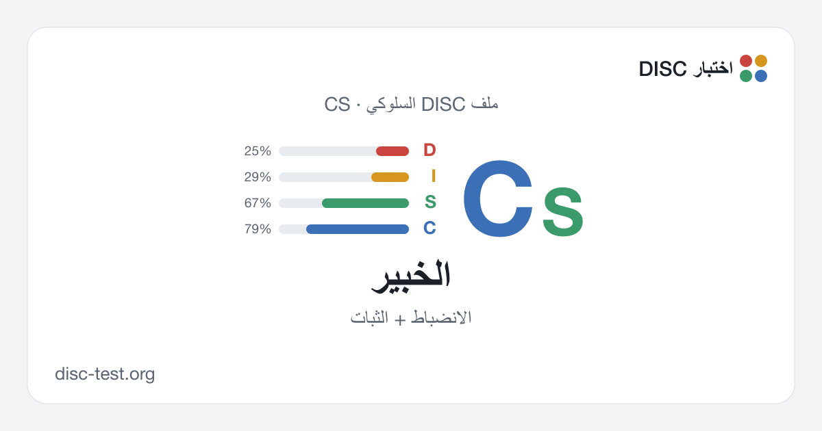 الخبير (CS) — ملف DISC السلوكي · الانضباط + الثبات