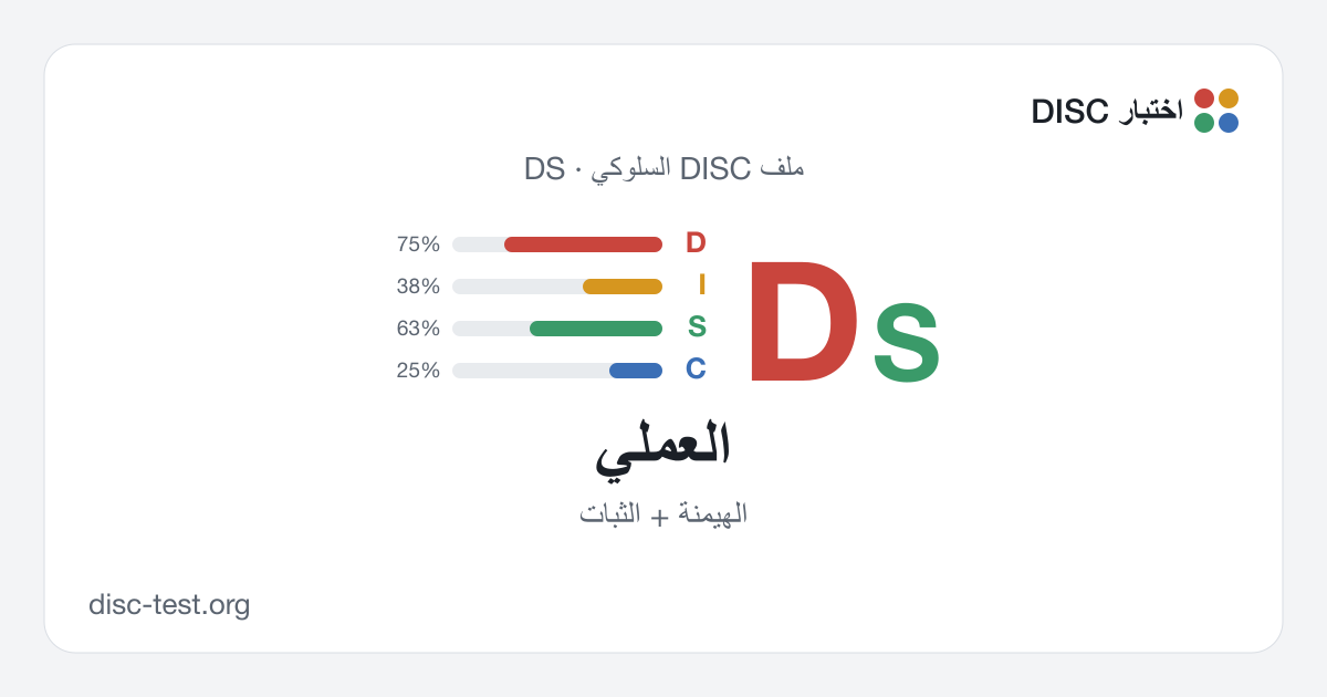 العملي (DS) — ملف DISC السلوكي · الهيمنة + الثبات