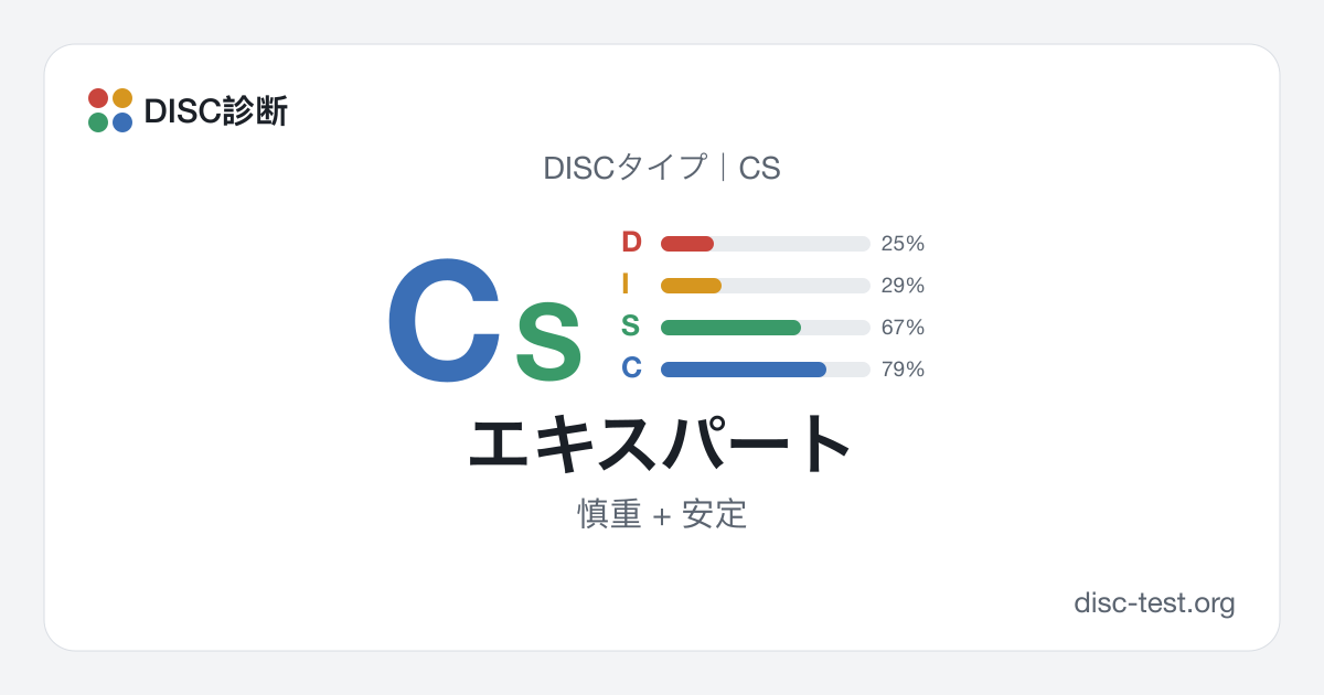 エキスパート(CS)|DISCタイプ · 慎重 + 安定