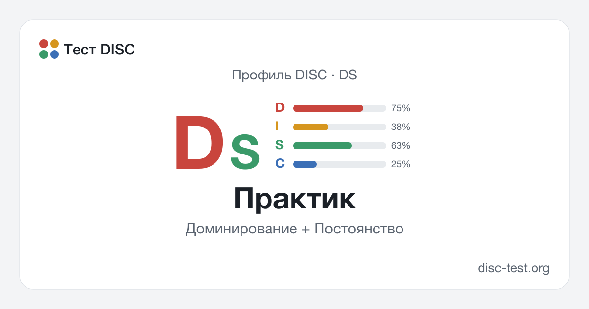 Практик (DS) — профиль DISC · Доминирование + Постоянство