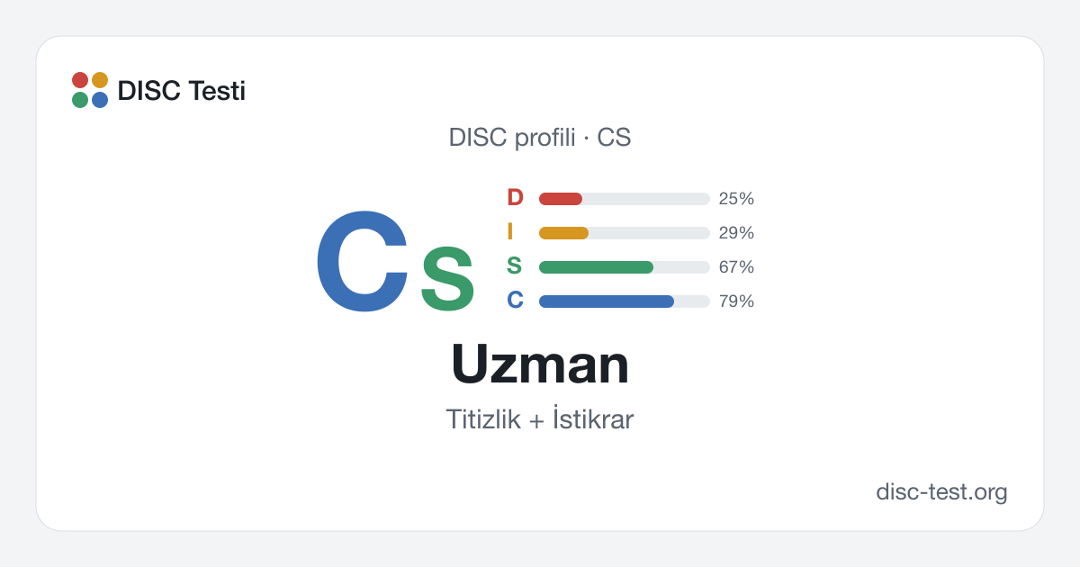 Uzman (CS) — DISC profili · Titizlik + İstikrar